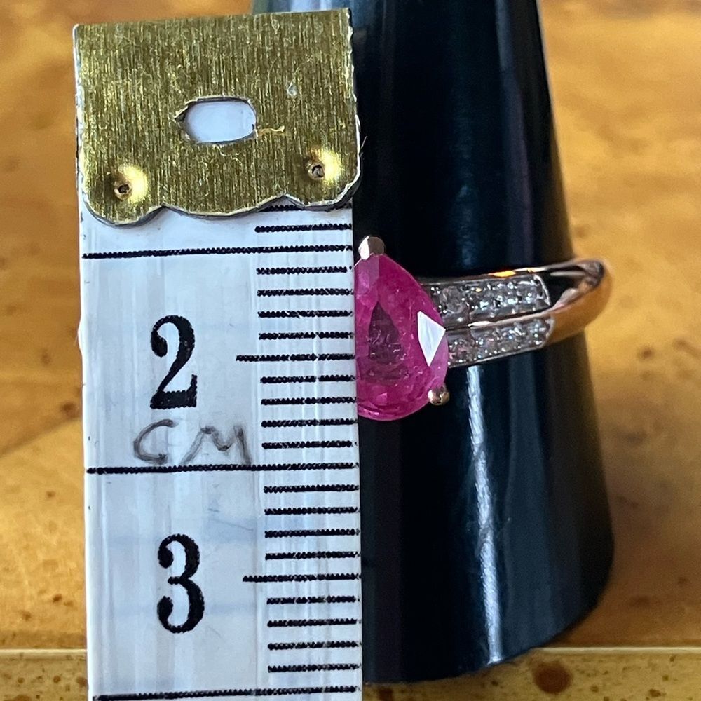 Natural Pink Sapphire Moissanite Sterling Silver Cocktail Ring Size 11 - Picture 7 of 9